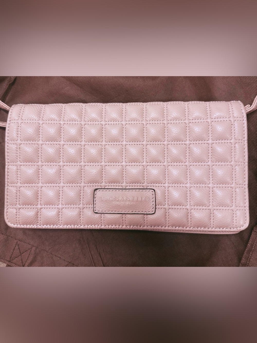 Tignanello Quilted Pink Leather Crossbody Bag